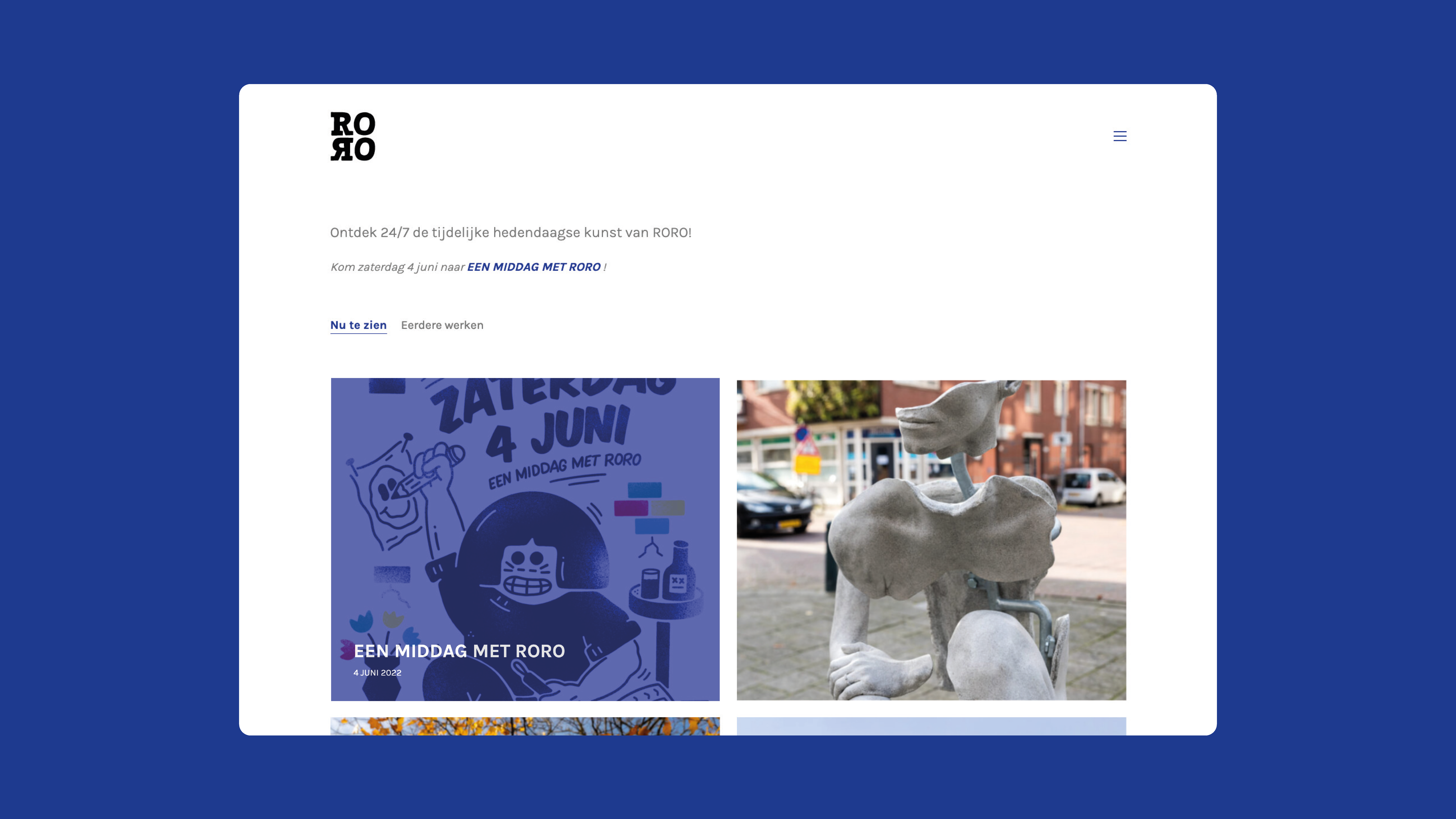 RORO website homepage