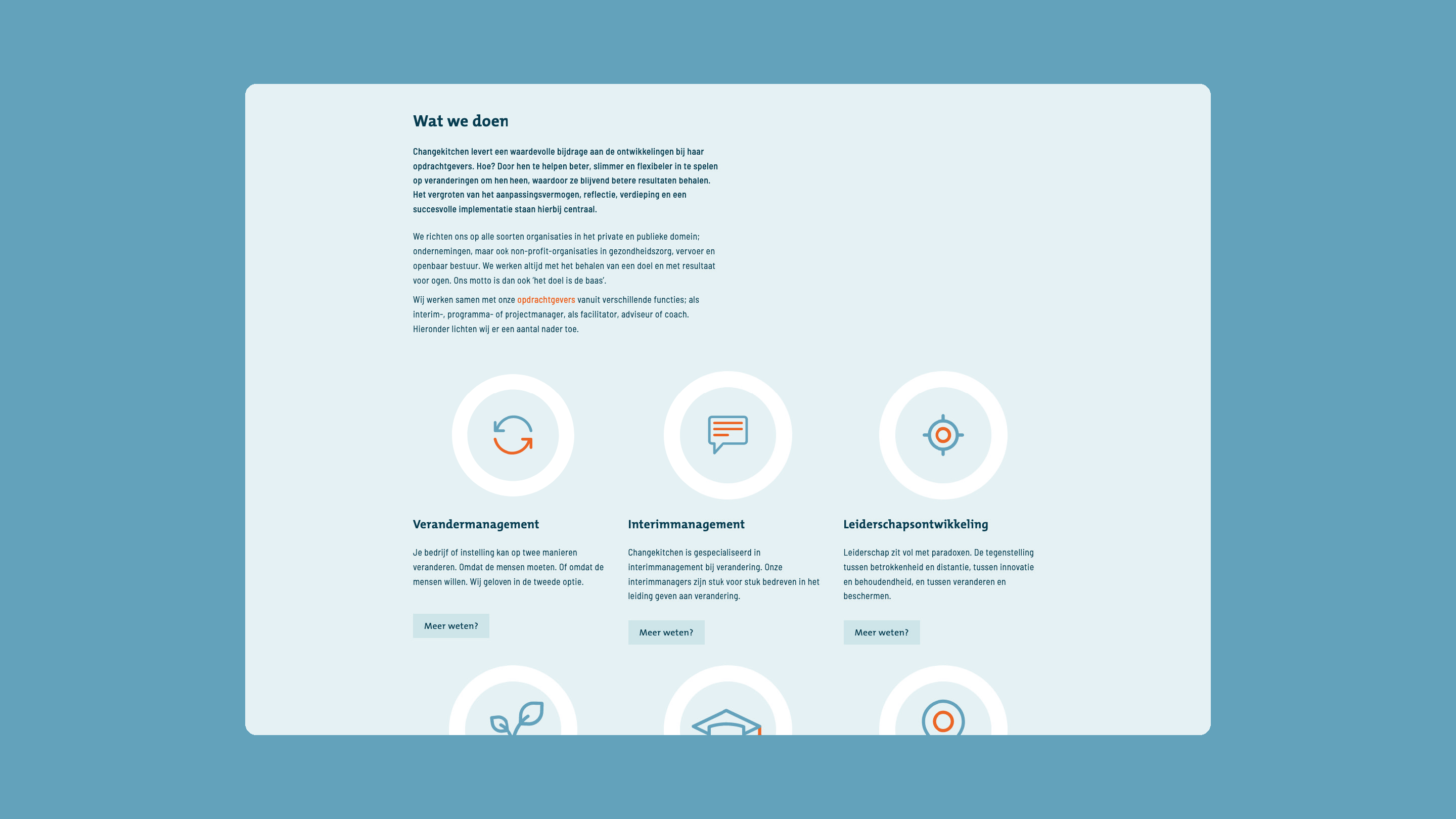 Changekitchen website diensten overzicht
